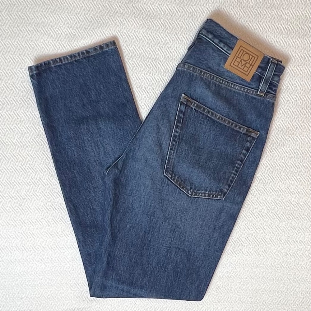 NWT TOTEME Slim Straight High Rise Regular Fit Denim Dark Vintage Wash Size 27